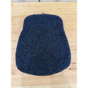 Navy Blue Evening Clutch Handbag Bags by Josef 1940s Hand Beaded Belgium Vintage